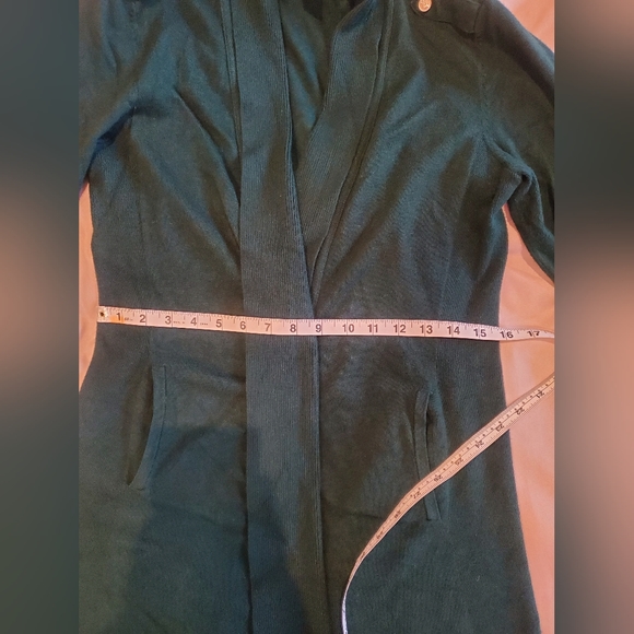 WHBM Hunter Green open mid length cardigan - Picture 7 of 11